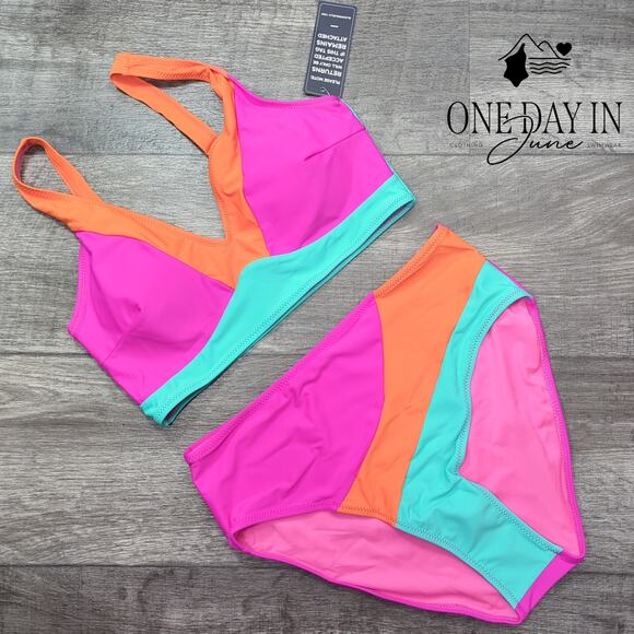 Blooming Jelly Color Block Bikini Swimsuit Size M - Picture 3 of 7